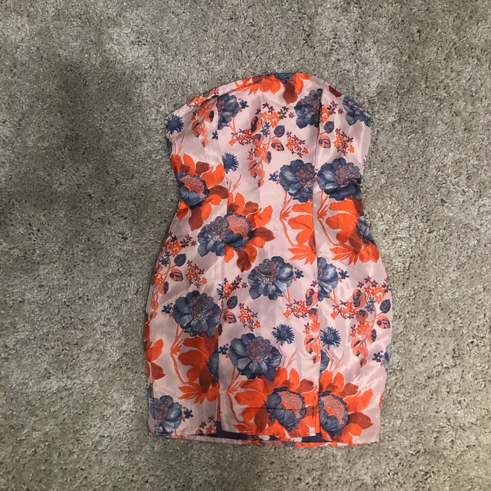 Orange print floral Dress